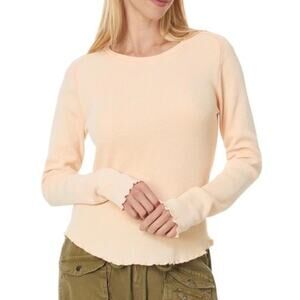 We The Free People Easy Does It Tee Thermal Long Sleeve Top Peach Women Size L